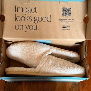 TOMS Cream Sherpa Slip-On Slides